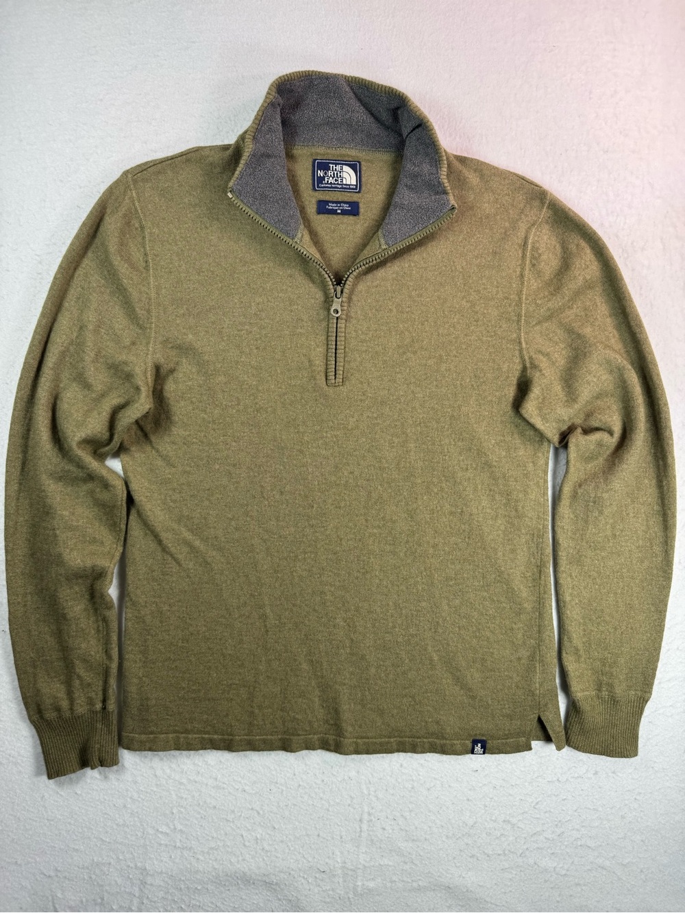 The North Face Wool Blend 1/4 Zip Sweater Men’s Medium‎ Olive Green